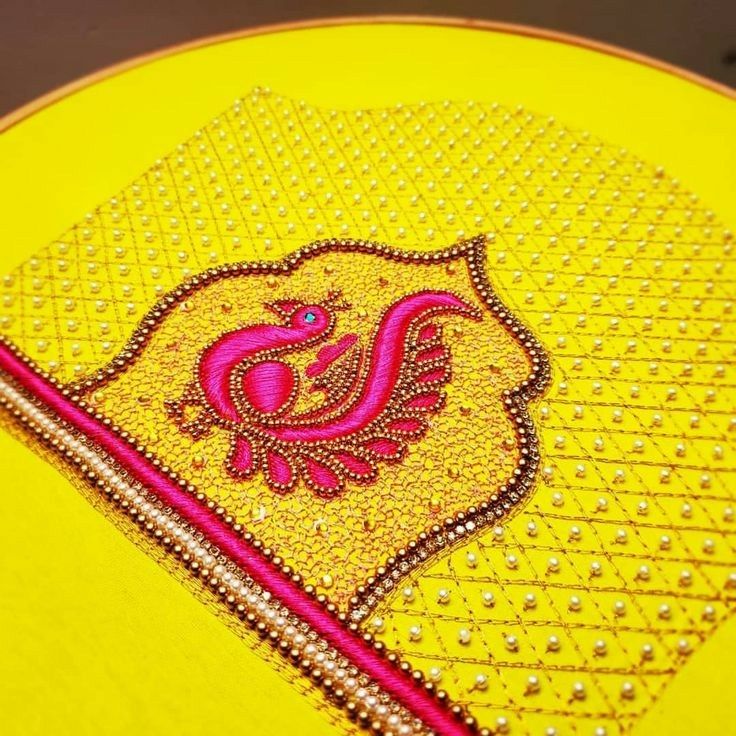 Elegant stonework on blouse neckline